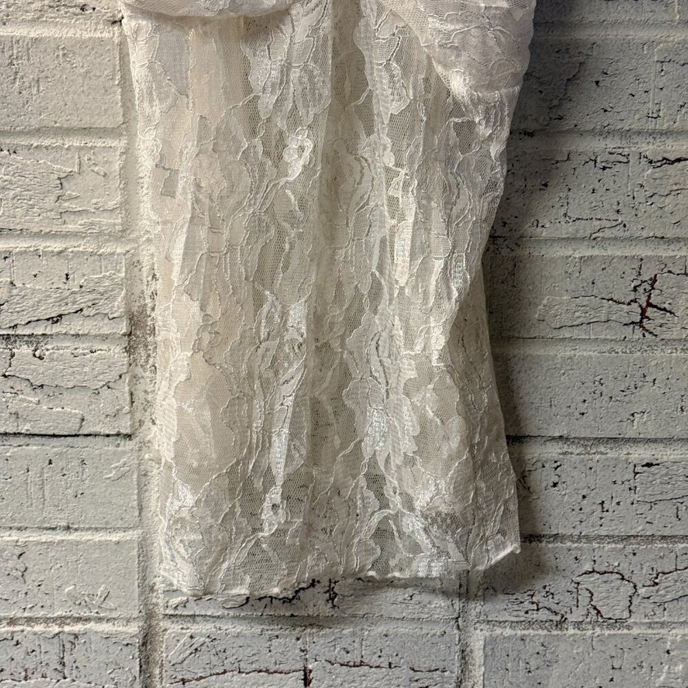Vintage 90s Lace Lingerie Camisole Pajama Top Belle Amie USA Ivory Size L - Picture 3 of 9